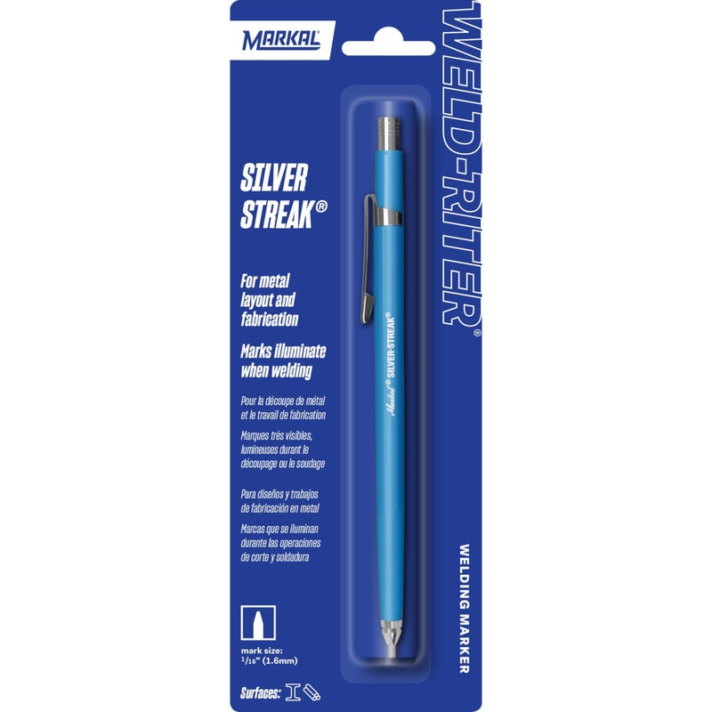 Markal 96006 - Markal Silver-Streak Holder with 1 Reflective Lead, Built-in Sharpener, 1 Click Advance -Ideal for Metal Layout & Fabrication Work - Image 1